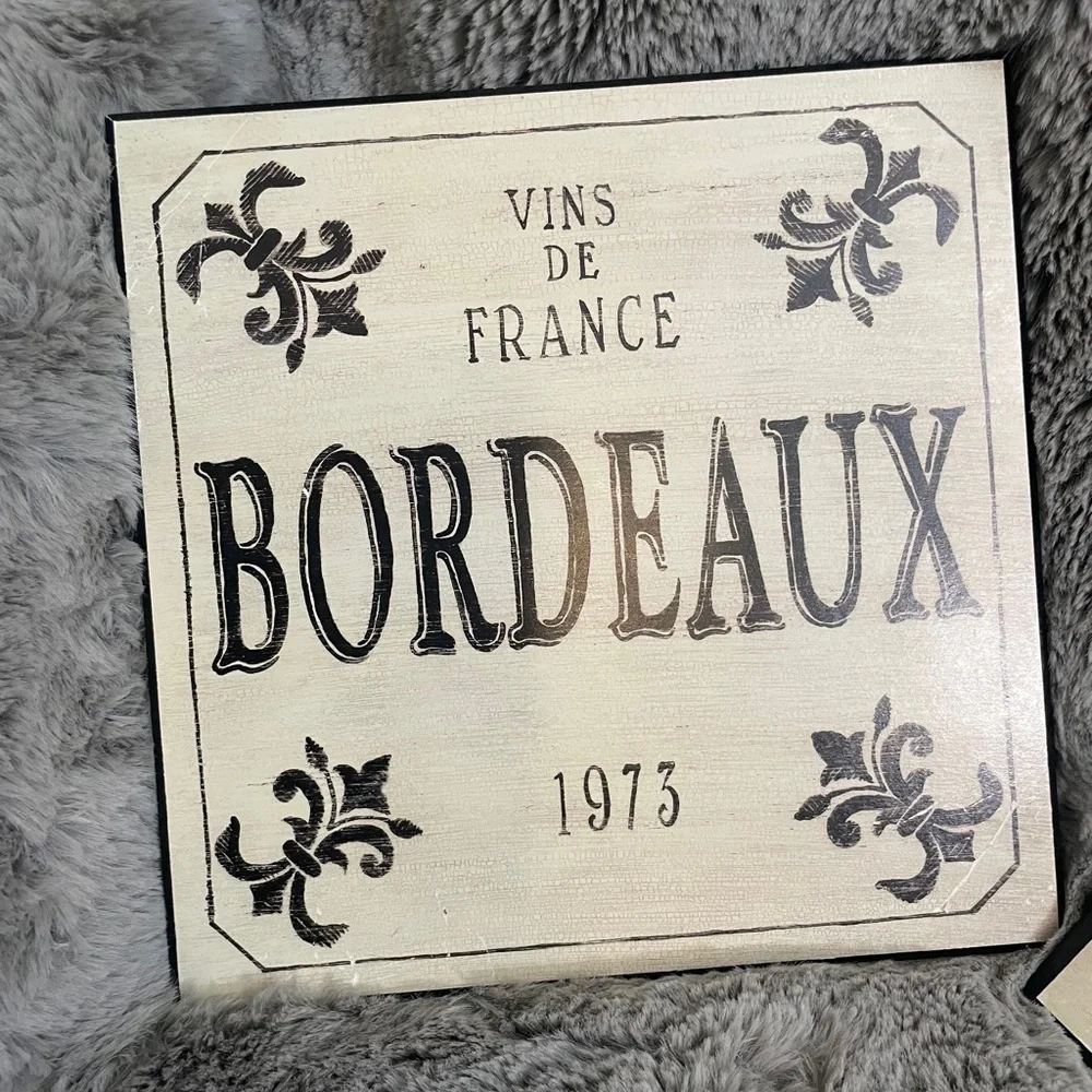 Vintage French Inspired Wine Bar Plaques Burgundy Bordeaux Wall Art Set